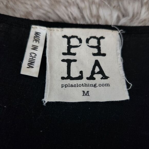 PPLA Clothing Open Front Fringe Hem Black Kimono Cardigan Women's Size Medium - Picture 6 of 10